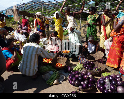 L'Orissa, Inde - Nov 11 -femmes tribales vendent des légumes au marché hebdomadaire le Nov 1, 2009 dans l'Orissa en Inde Banque D'Images