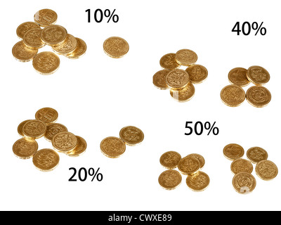 Les taux d'imposition britannique - coins isolated over white Banque D'Images