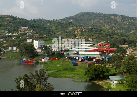 Brasserie sur la rive du lac Kivu, Rubavu, Rwanda Banque D'Images