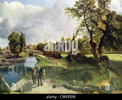 Ce dessin, intitulé sur le moulin de Flatford Rivière Stour, est de John Constable (1776-1837), un peintre romantique anglais. Banque D'Images