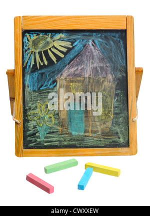 Crayon de couleur craie sur un fond blanc isolé. Banque D'Images