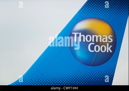 Un gros plan du logo Thomas Cook sur la dérive d'un avion de passagers (usage éditorial uniquement) Banque D'Images