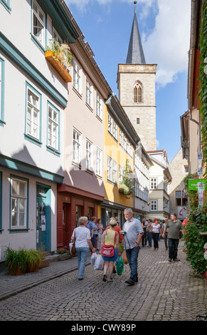 Pont des Marchands, Erfurt, Thuringe, Allemagne Banque D'Images