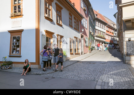 Pont des Marchands, Erfurt, Thuringe, Allemagne Banque D'Images