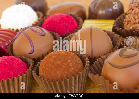 Variations de chocolated pralines doux Banque D'Images