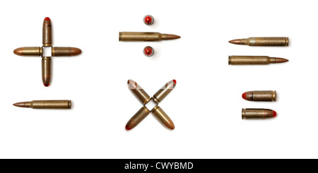 Signes arithmétiques fait de cartouches isolated Banque D'Images