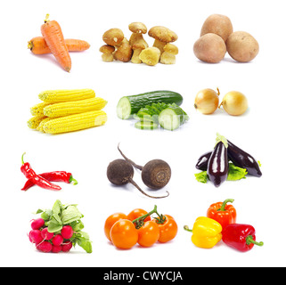 Légumes collection isolé sur fond blanc Banque D'Images
