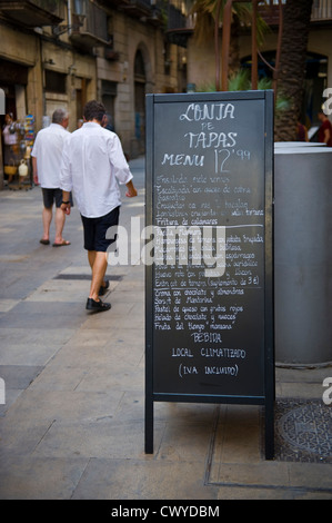 Enseigne à l'extérieur bar à tapas à Barcelone, Catalogne, Espagne, ES Banque D'Images