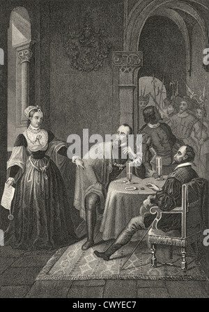 Duc d'Albe à la table du petit déjeuner dans le château de Rudolstadt, Don Carlos, le théâtre de Johann Christoph Friedrich von Schiller Banque D'Images