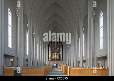 À l'intérieur de l'église Hallgrimskirkja, Reykjavik, Islande Banque D'Images