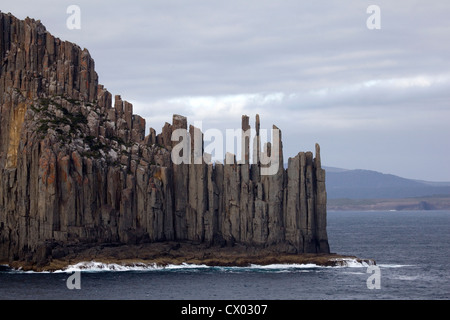 Les colonnes de roche sur la côte de Tasmanie spectaculaire Banque D'Images