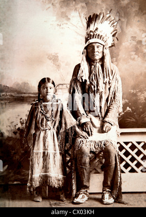 Chef Cheyenne du Nord et sa fille, d'albumen photographie, vers 1880 Banque D'Images