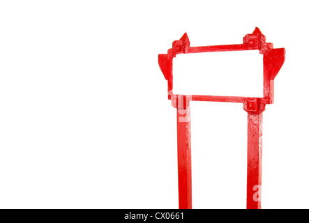 Panneau en bois blanc rouge blanc sur blanc pour les text Banque D'Images