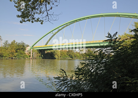 Voûté moderne metal engineering bridge sur la D6572 sur Gard Bouches du Rhône entre Saint Gilles et Arles dans le sud de la France Banque D'Images