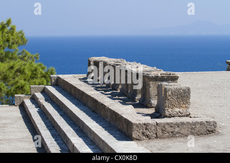 Vues de l'ancienne Kamiros sur l'île de Rhodes, l'Egée, Méditerranée. Banque D'Images