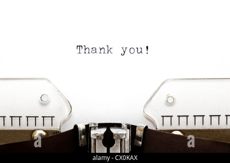 Merci imprimé sur une vieille machine à écrire comme un en-tête d'une lettre Banque D'Images