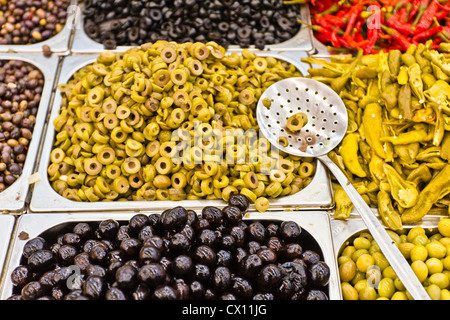 Marché à olives, Houmt Souk, Djerba, Tunisie Banque D'Images