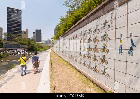 Cheonggyecheon Stream à Séoul, Corée Banque D'Images