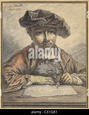 Georg Friedrich Schmidt (Allemand, 1712 - 1775 ), Autoportrait, 1752 Croquis Banque D'Images