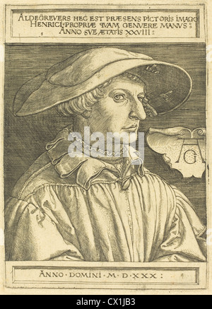 Heinrich Aldegrever (Allemand, 1502 - 1555/1561 ), Autoportrait, 1530 Banque D'Images