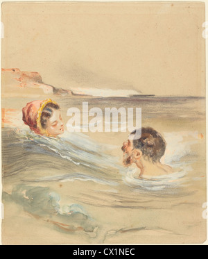 Alfred Grévin (Français, 1827 - 1892 ), hommes et femmes des baigneurs, Aquarelle et gouache sur mine de plomb sur papier vélin lourd Banque D'Images