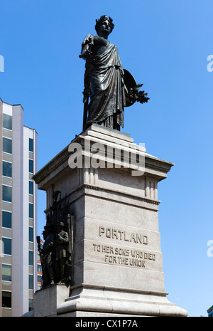 Monument commémoratif de guerre civile en Monument Square dans le centre-ville de Portland, Maine, USA Banque D'Images