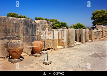 Vue partielle sur le Palais Minoen de Phaistos (ou 'Festos') dans le sud de la Crète, Héraklion, Grèce Banque D'Images