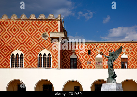 À partir de détails (le bâtiment de la préfecture de l'archipel du Dodécanèse, dans la partie moderne de la ville de Rhodes, l'île de Rhodes, Grèce. Banque D'Images