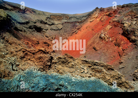 Pierre de lave colorée Timanfaya Lanzarote Canaries texture Banque D'Images