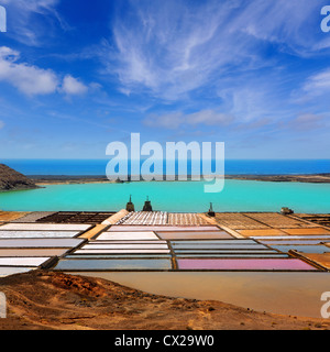 Salines salinas de Janubio Lanzarote Canaries colorés Banque D'Images