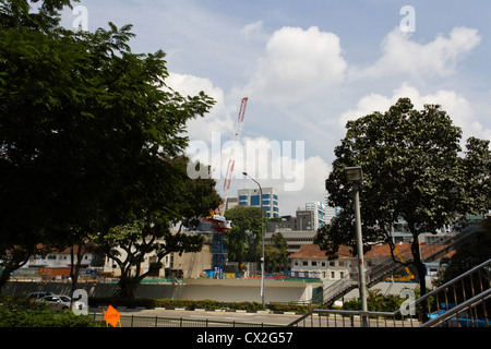 Les travaux de construction en cours à Singapour. Juste à côté de Suntec City, il y avait un terrain avec beaucoup de travail de construction qui se passe. Banque D'Images