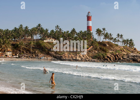 Kovallam beach, phare, l'Inde Kerala Banque D'Images