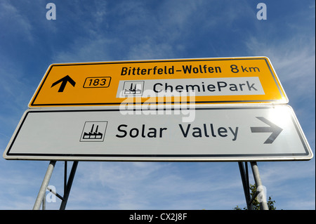 Allemagne Solar Valley à Bitterfeld Wolfen en Saxe-Anhalt, site de production photovoltaïque de Q-Cells Sovello etc Banque D'Images