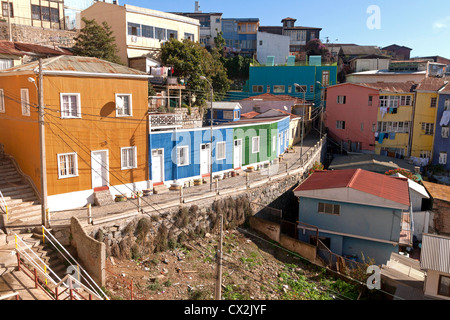 Vue du Cerro Bellavista, Valparaiso, Chili Banque D'Images