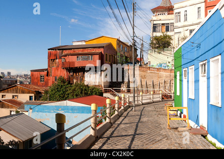 Vue du Cerro Bellavista, Valparaiso, Chili Banque D'Images