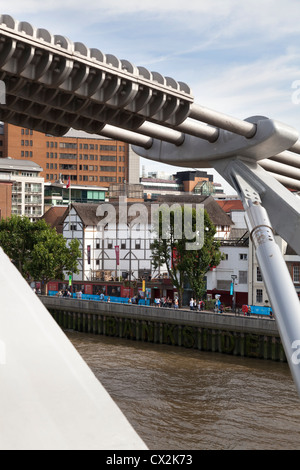 Le monde vu à travers un article de la Millennium Bridge Banque D'Images