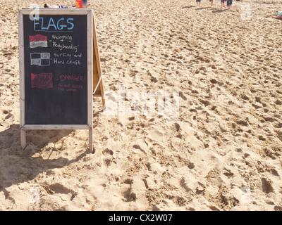 Explication de la sécurité des sauveteurs de plage drapeau signification. Banque D'Images