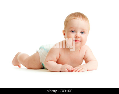 Situé à couches Baby Boy in isolated Banque D'Images