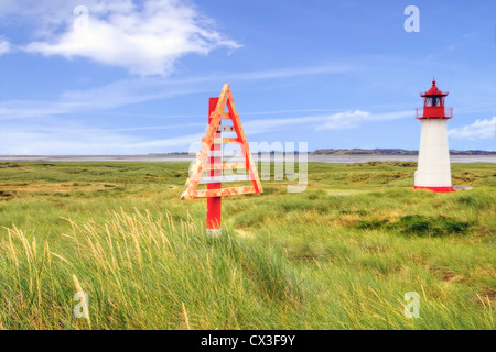 Liste phare, à l'Ouest, coude, Liste des pays, Sylt, Schleswig-Holstein, Allemagne Banque D'Images