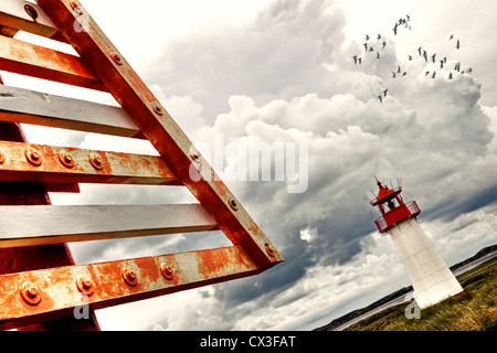 Liste phare, à l'Ouest, coude, Liste des pays, Sylt, Schleswig-Holstein, Allemagne Banque D'Images