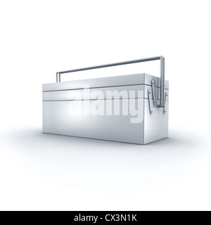 Trousse à outils, boîte à outils sur fond blanc - Weißer Werkzeugkasten auf weissem Hintergrund Banque D'Images