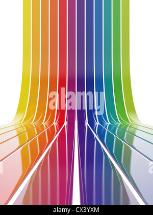3d illustration de lignes colorées allant jusqu'isolé sur fond blanc Banque D'Images