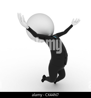 Un rendu 3d illustration d'un petit gars sautant Banque D'Images