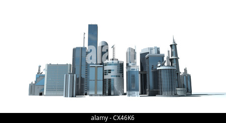 Rendu 3d illustration d'une ville moderne Banque D'Images