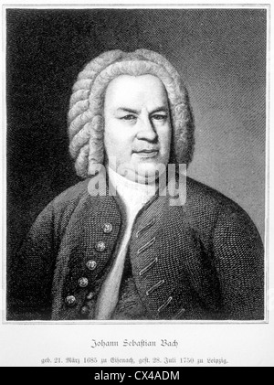 Johann Sebastian Bach, compositeur allemand, gravure Banque D'Images