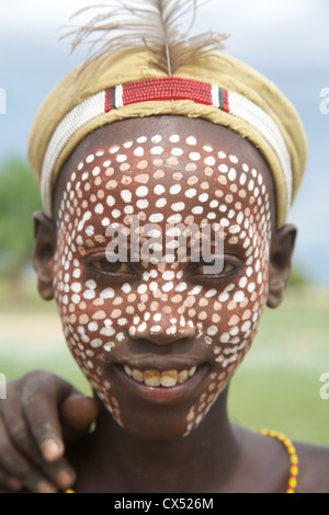 Portrait of a Boy, erbore, vallée de l'Omo, dans le sud de l'Éthiopie, l'Afrique Banque D'Images
