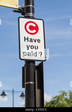 Congestion charge signe, Londres, Angleterre Banque D'Images