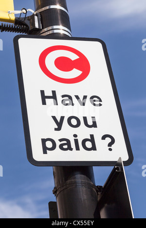 Congestion charge signe, Londres, Angleterre Banque D'Images