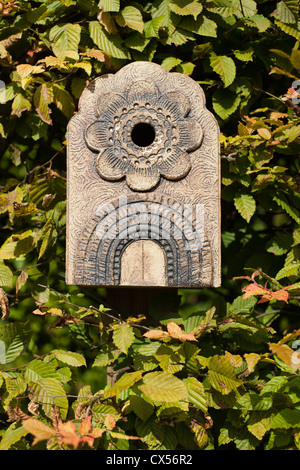 Oiseau décoratif fort dans un charme à couverture Painswick Rococo Garden, Gloucestershire, Angleterre, Royaume-Uni Banque D'Images