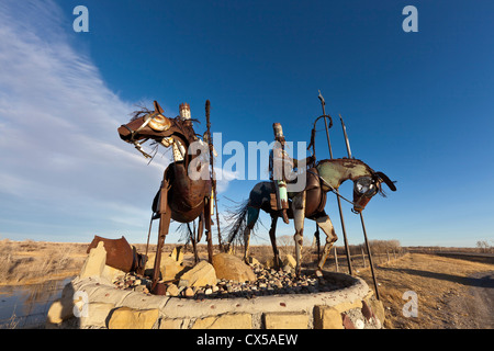 Artwork sculptures au Blackfeet Reservation près de Browning, Montana, USA Banque D'Images